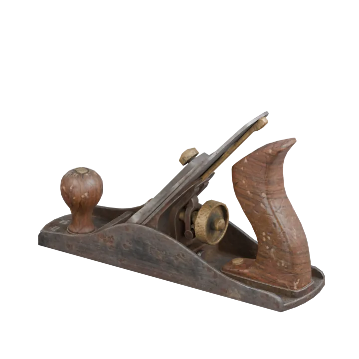 A woodworking hand plane with wooden handles.